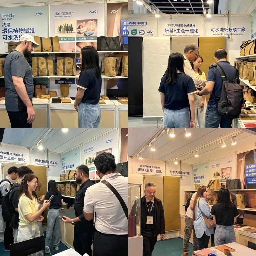 美盈彩团队与国际买家在展位交流